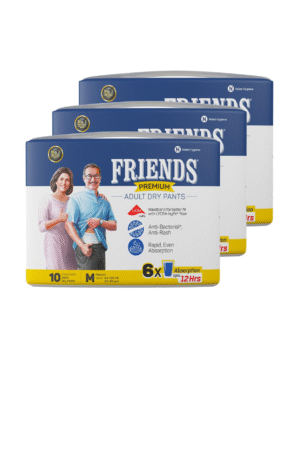 Friends Premium Adult Diapers Pants Style - 30 Count (Medium) with odour lock