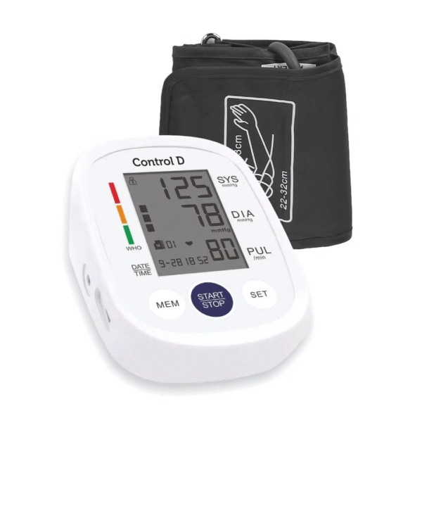 Control D Homely CPort BP Monitor Automatic Accurate Digital Blood Pressure Checking Machine Upper Arm Portable Digital Blood Pressure Monitor BP Machine (White, Silver)