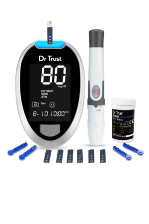 Dr TrustFully Automatic Blood Sugar Testing Glucometer Machine with 10 Strips(Black)
