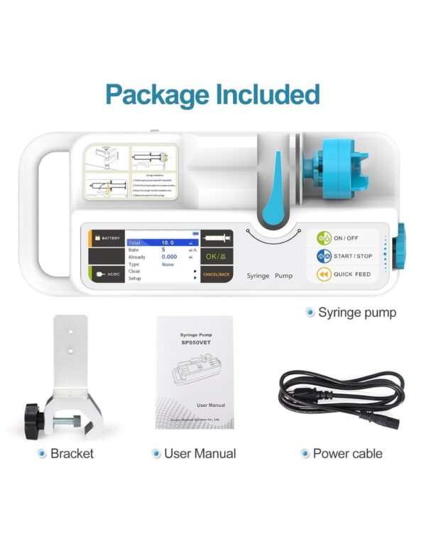 CONTEC Veterinary Syringe Pump Rechargeable Pump Machine with KVO Adjustable Occlusion Threshold Alarm and Calibration SP950 - Image 5
