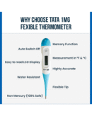 Tata 1mg Flexible Tip Digital Thermometer with One Touch Operation for Children and Adult, Plastic