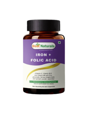 Best Naturals Iron + Folic Acid – 60 Capsules, 2-Month Supply – Supports Healthy Red Blood Cells