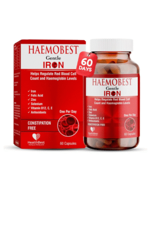 HealthBest Haemobest Iron Supplement | Iron, Folic Acid, Zinc & B12 for Hemoglobin Support, Energy & Immunity