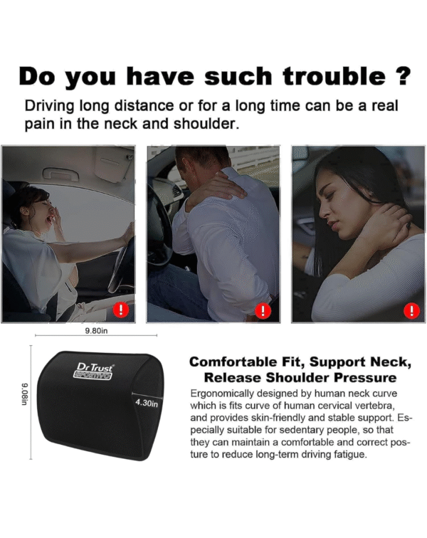 Dr Trust USA Orthopedic Neck Rest Car Seat Cushion Memory Foam Pillow Automobile Seat Headrest Small Sciatica Back Support -353 - Image 2