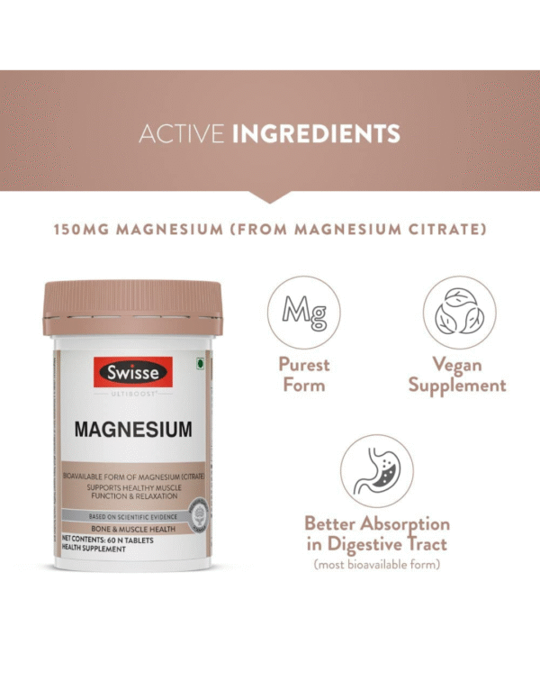 Swisse Magnesium For Muscle Recovery, Sound Sleep & Stress Relief - Australia's No. 1 Magnesium Supplement - Image 3