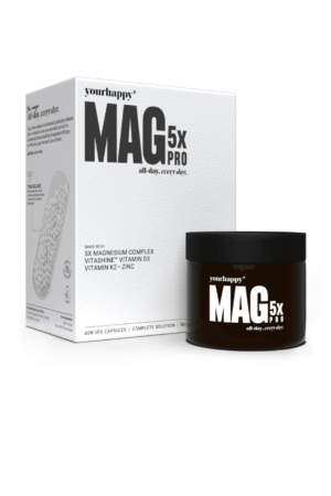 YourHappyLife Magnesium 5X Pro - 60 Capsules | Advanced Time-Release Magnesium Supplement with 5 Forms of Vitamin D3, K2 & Zinc for Sleep, Recovery & Stress Relief