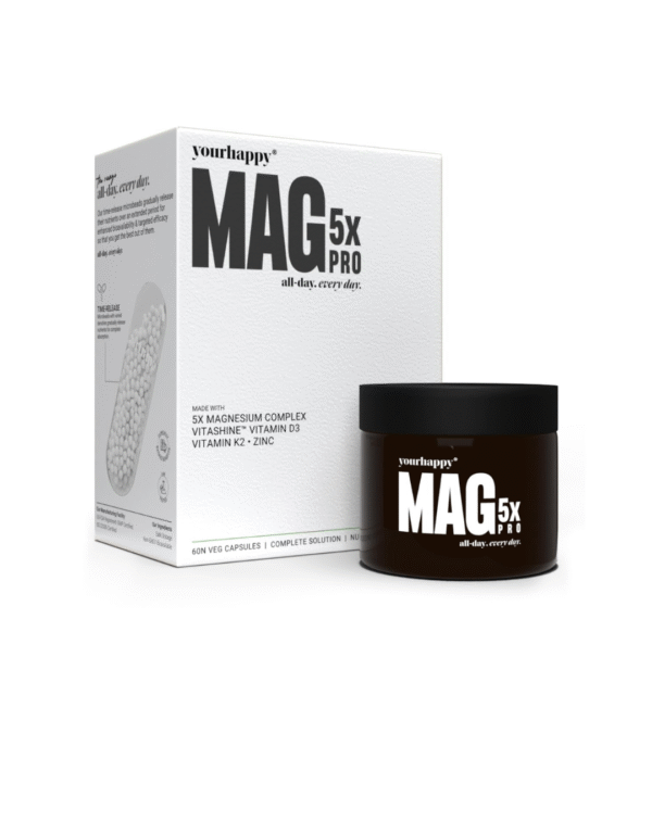 YourHappyLife Magnesium 5X Pro - 60 Capsules | Advanced Time-Release Magnesium Supplement with 5 Forms of Vitamin D3, K2 & Zinc for Sleep, Recovery & Stress Relief