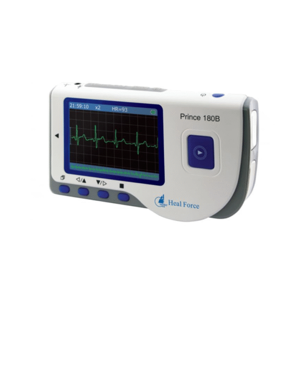 Heal Force Prince 180B Portable ECG Monitor Continuous Measuring with 3-Lead ECG Cable and Electrodes