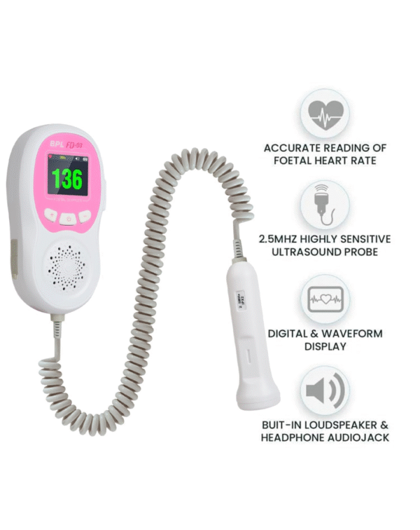 BPL Medical Technologies FD-03 Fetal Doppler Smart Noise Reduction & Heartbeat Detection Machine - Image 4