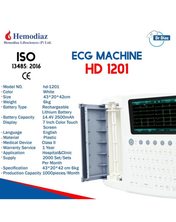 12 Channel 1201 ECG Machine - Image 3