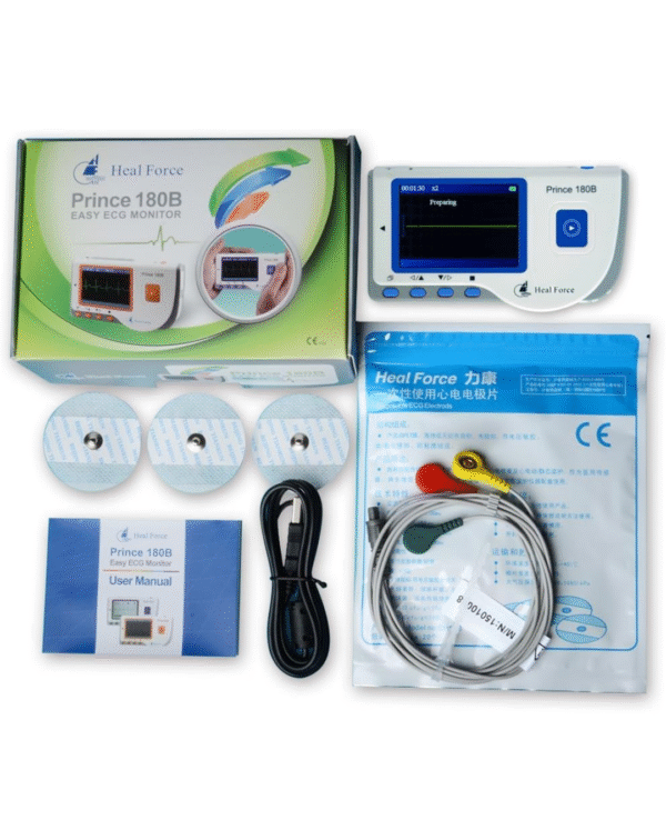 Heal Force Prince 180B Portable ECG Monitor Continuous Measuring with 3-Lead ECG Cable and Electrodes - Image 4