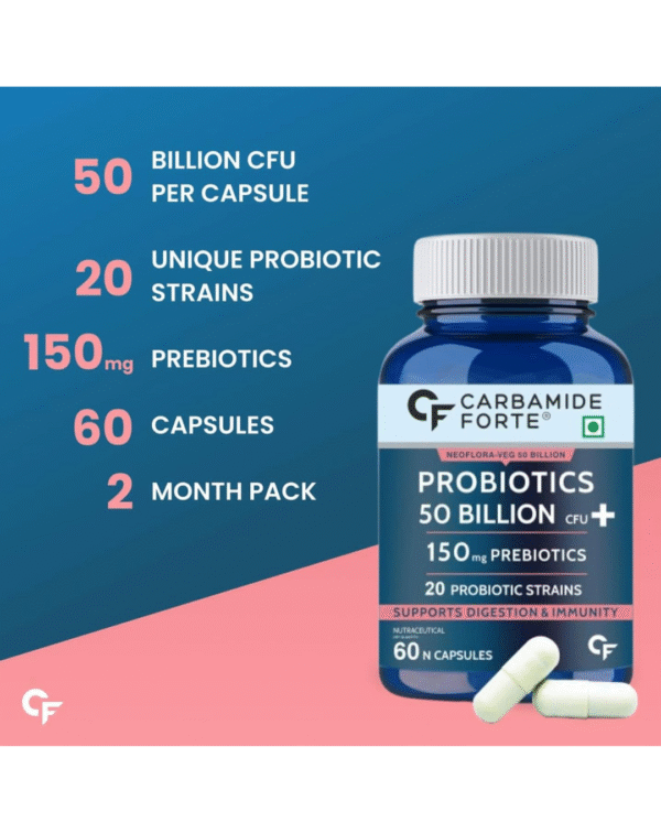 Carbamide Forte Probiotics Supplement 50 Billion CFU Gut Health Supplements with Probiotic - Image 2