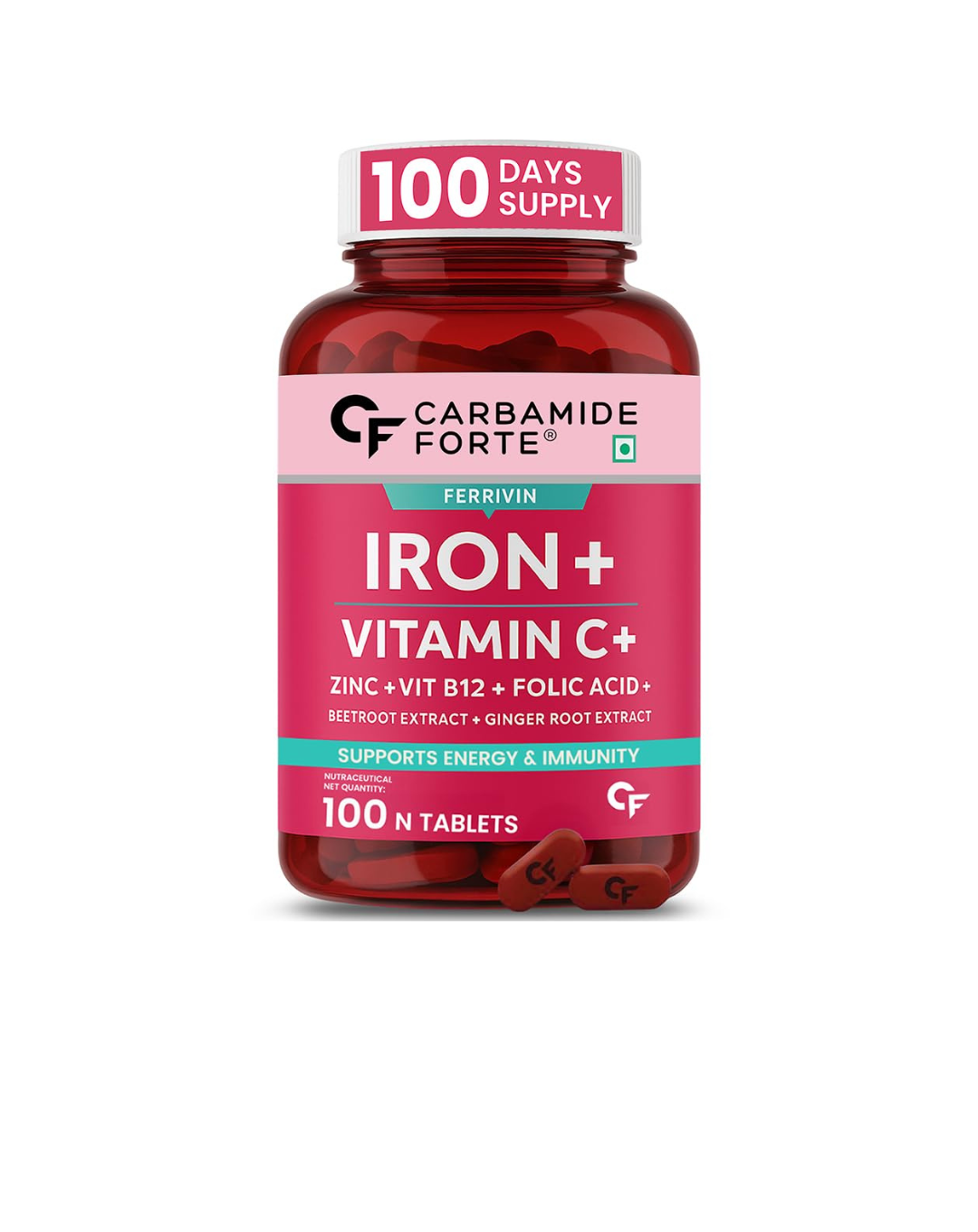 Carbamide Forte Iron Supplement for Women & Men | Folic Acid Tablets