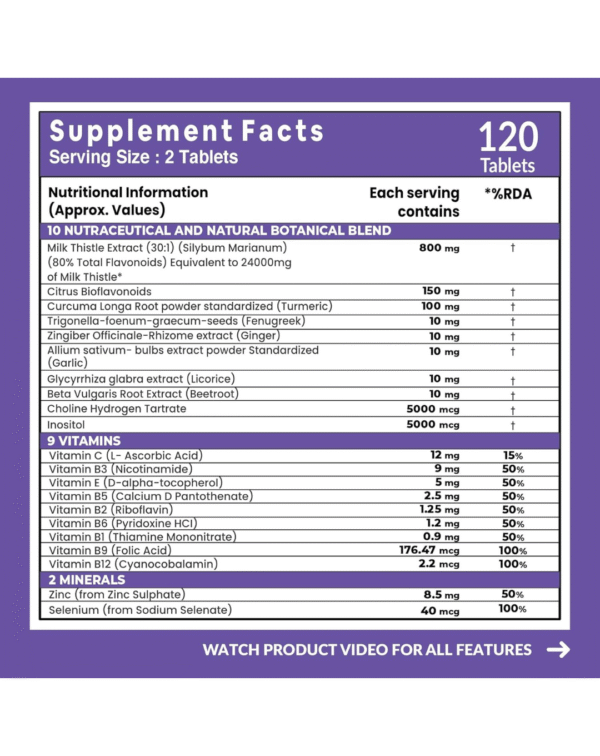 Carbamide Forte Liver Detox Supplement with Milk Thistle | 800mg Milk Thistle Extract (30:1) | Liver Detox Tablets - Image 2