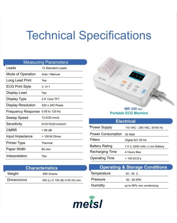 Maestros MR 300 mini Three Channel ECG Machine (Made in India) - Image 5