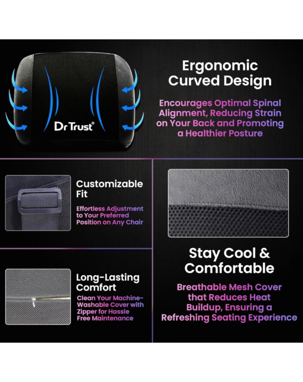 Dr Trust Lower Orthopedic Backrest Pillow Premium Memory Foam - Image 4