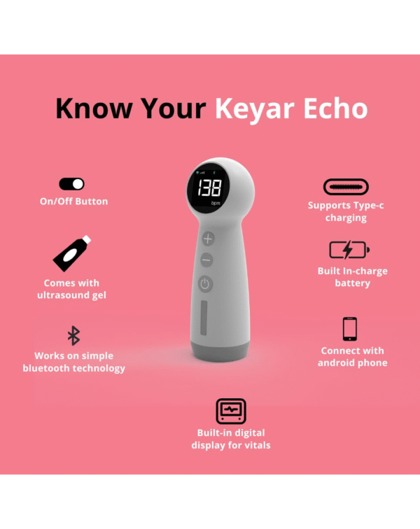 Janitri Keyar Echo Smart Fetal Doppler – Handheld Pregnancy Monitor - Image 3