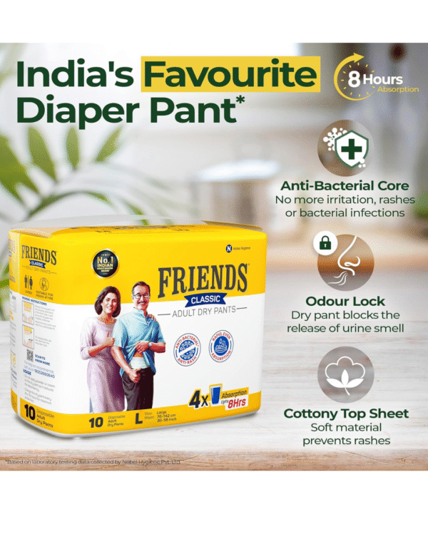 Friends Classic Adult Diapers Pants Style - 30 Count (Large) with odour lock - Image 2