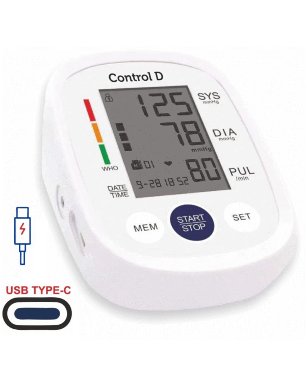 Control D Homely CPort BP Monitor Automatic Accurate Digital Blood Pressure Checking Machine Upper Arm Portable Digital Blood Pressure Monitor BP Machine (White, Silver) - Image 2
