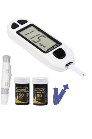 Control D Blood Glucose Monitor (Pack of 100 Strips, White)