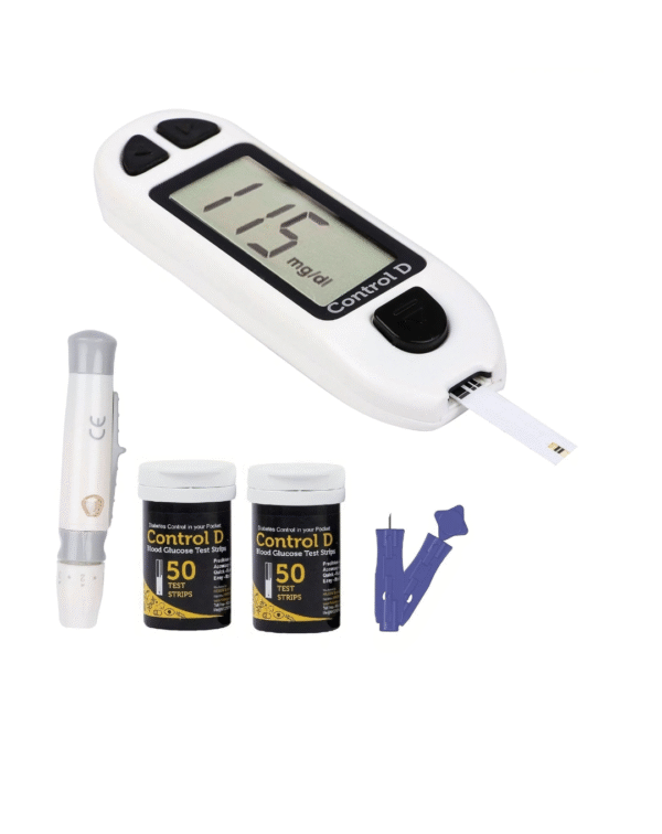 Control D Blood Glucose Monitor (Pack of 100 Strips, White)