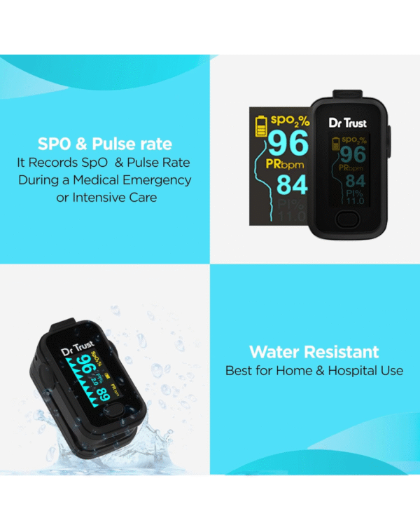 Dr Trust Signature Series Finger Tip Pulse Oximeter With Audio Visual Alarm (Midnight Black) - Image 4
