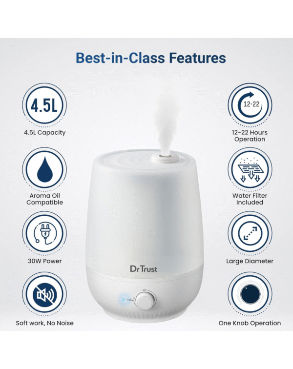 Dr Trust Luxury Cool Mist Room Humidifier for Adults and Baby Bedroom 4.5L - 907 - Image 2