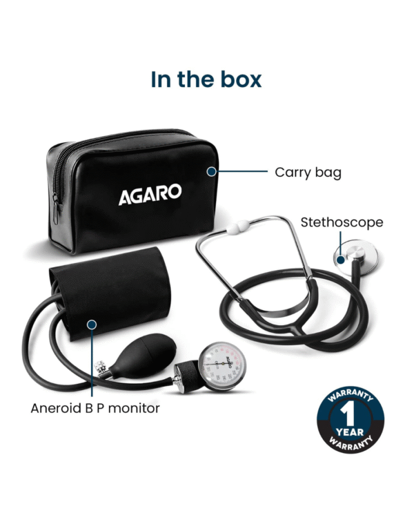 AGARO SP102 Aneriod Type Sphygmomanometer With Stethoscope, Manual Arm Blood Pressure Monitor - Image 4