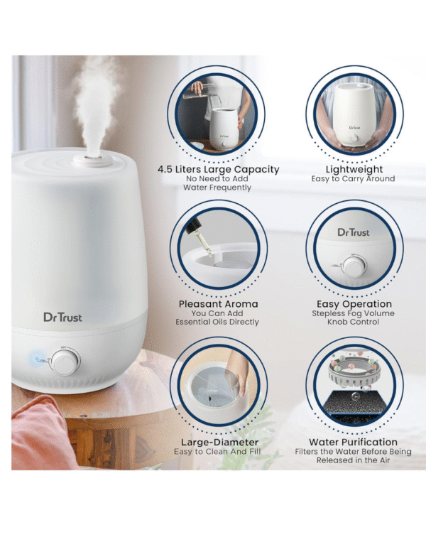 Dr Trust Luxury Cool Mist Room Humidifier for Adults and Baby Bedroom 4.5L - 907 - Image 3