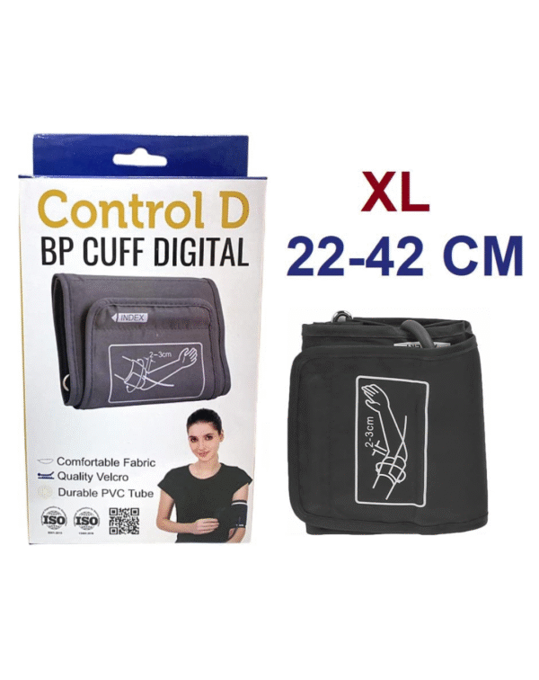 Control D Single Tube Long XL Size Blood Pressure Monitor Machine Arm Cuff (22-42 cm) - Compatible with BP Monitor (Dark Grey) - Image 3