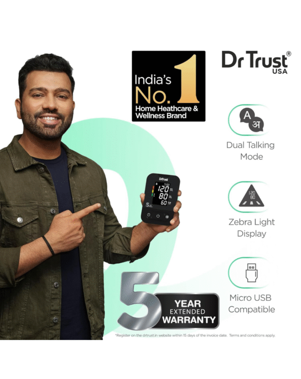 Dr Trust Smart Automatic Digital Blood Pressure Monitor BP Machine 101 (Black) - Image 2