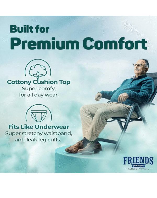 Friends Premium Adult Diapers Pants Style - 30 Count (Medium) with odour lock - Image 3