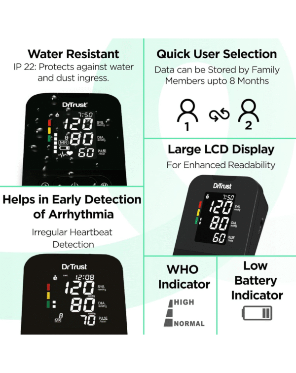 Dr Trust Smart Automatic Digital Blood Pressure Monitor BP Machine 101 (Black) - Image 5