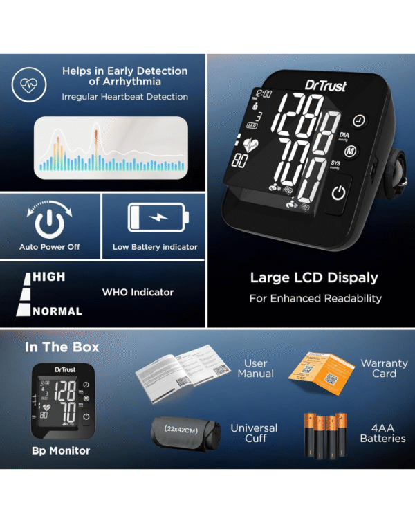 Dr Trust USA Intellitrack 132 Fully Automatic Dual Talking Portable Digital Blood Pressure Monitor - Image 5