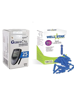 WELLSTAR 100 Round Glucometer Lancets with DR.MOREPEN BG-03 Test Strips