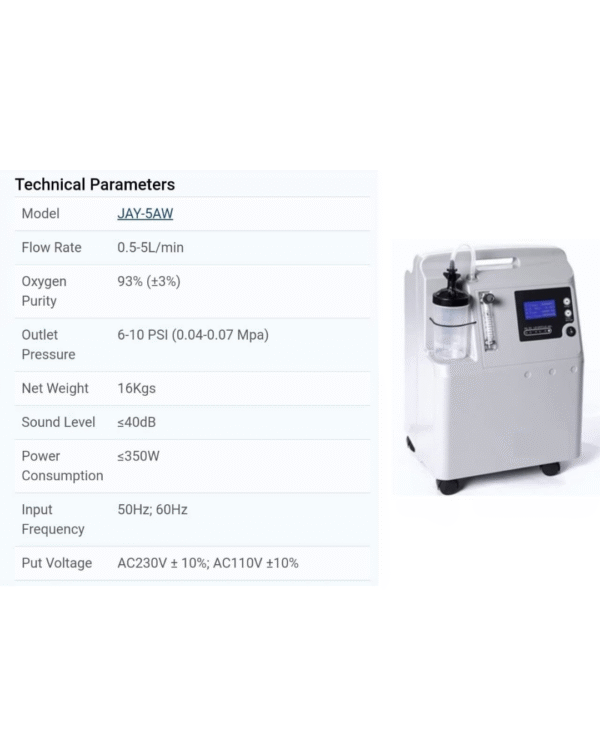 LONGFIAN JAY 5AW 5 LPM OXYGEN CONCENTRATOR, White - Image 2
