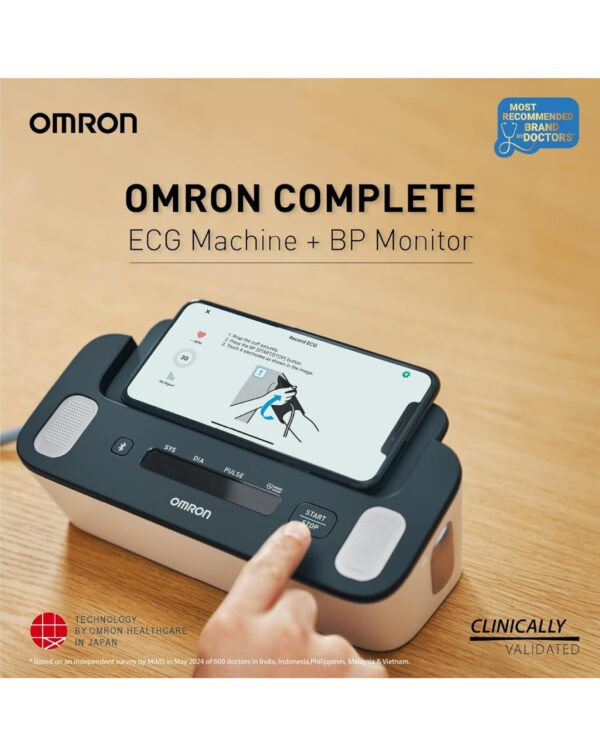 Omron Complete ECG Machine + BP Monitor Built in Bluetooth Technology; AFib, Tachycardia, Bradycardia & Hypertension Monitoring - Image 5