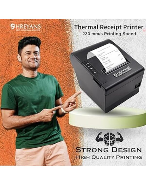 SHREYANS 80mm Thermal Receipt Printer with Auto Cutter (USB+Bluetooth+WiFi) - Image 2