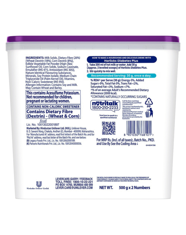 Horlicks Diabetes Plus,Vanilla 1000 grams Container - Image 2