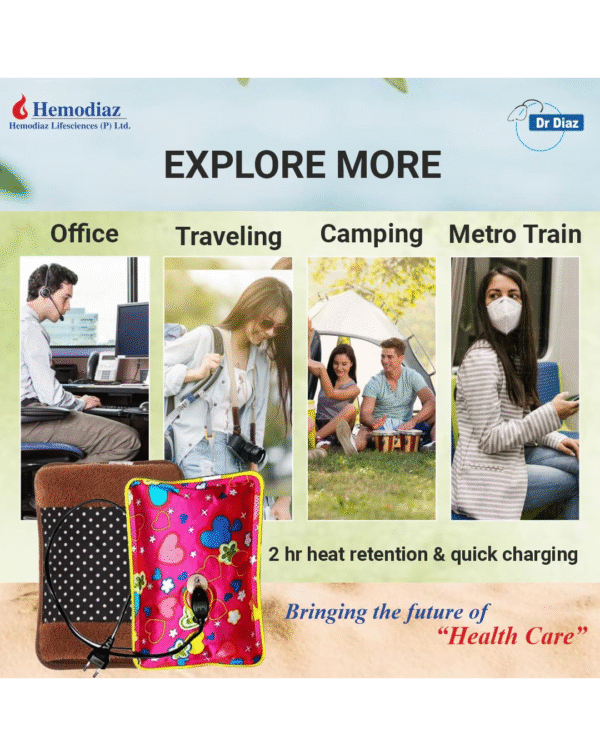 Dr Diaz Electric Hot Warm Gel Bottle Heating Bag with Pocket for Pain Relief - Image 3
