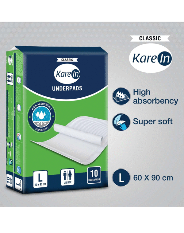 KareIn Classic Underpads, Large, 60 x 90 Cm, 10 Count - Image 4