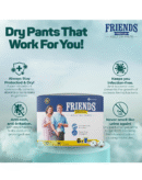 Friends Premium Adult Diapers Pants Style - 30 Count (Medium) with odour lock