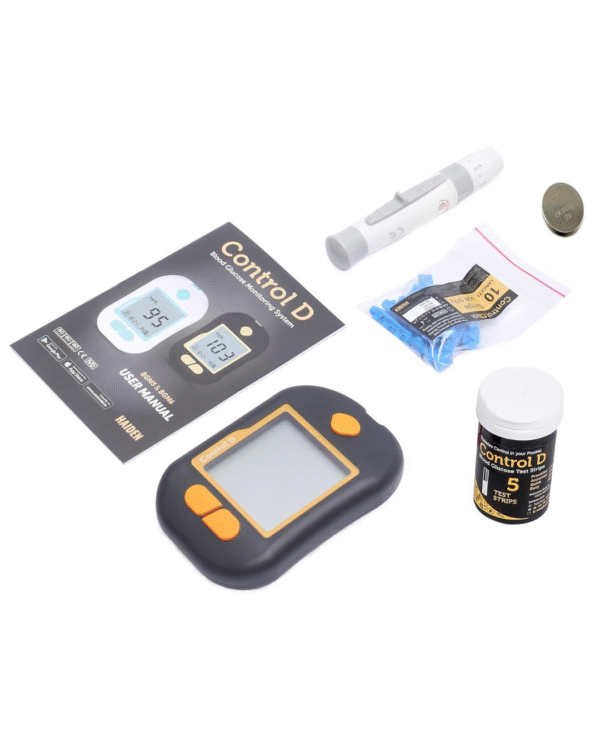 Control D Advanced Digital Diabetes Glucose Blood Sugar Testing Monitor with 5 Strips Glucometer (Black, Green) - Image 4