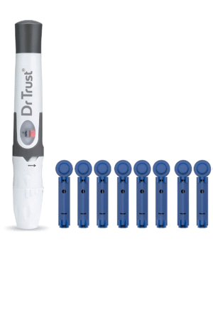 Dr Trust USA Lancing Device Pen & 50 Round Lancets (Compatible for use with all brands of Glucometers)