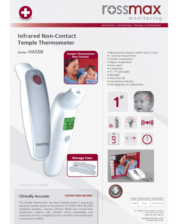 Rossmax HA500 Non-Contact Temple Thermometer - Image 3