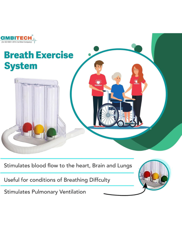 AmbiTech Respiratory 3 Ball Lung Exerciser, Spirometer - Image 3