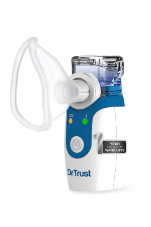 Dr Trust Portable Ultrasonic Mesh Nebulizer Machine Cool Mist Inhaler for Children and Adults (White)