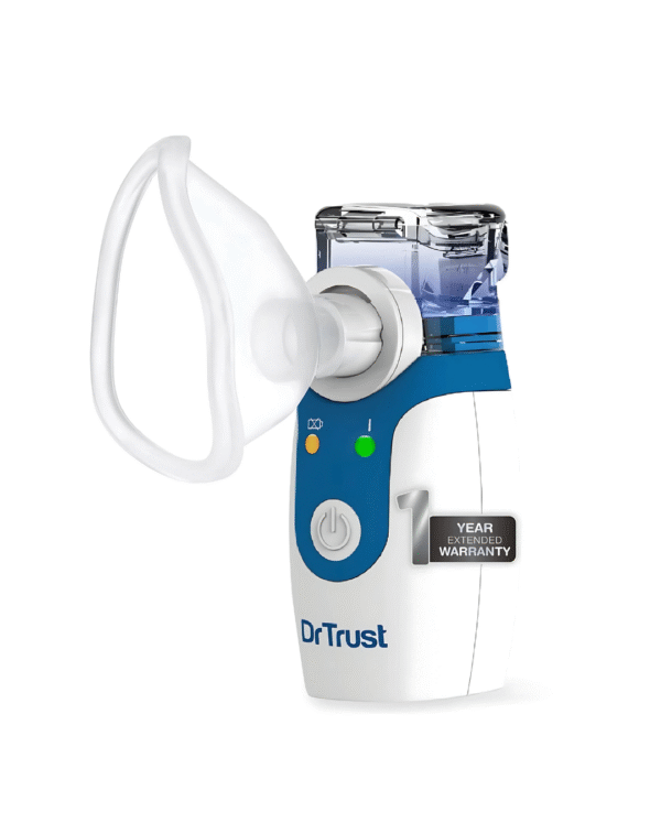 Dr Trust Portable Ultrasonic Mesh Nebulizer Machine Cool Mist Inhaler for Children and Adults (White)