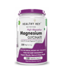 HealthyHey Nutrition Magnesium Glycinate High Absorption for Sleep, Cramps, & Nerves Health -120 Vegetable Capsules