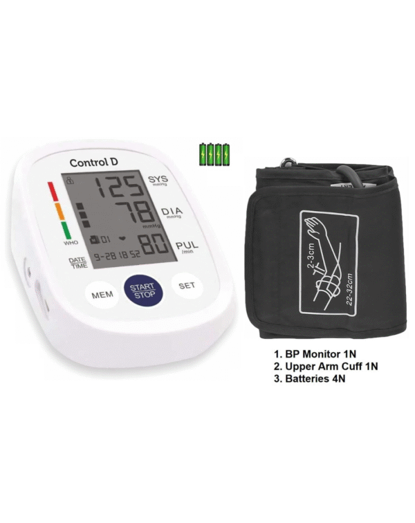 Control D Homely CPort BP Monitor Automatic Accurate Digital Blood Pressure Checking Machine Upper Arm Portable Digital Blood Pressure Monitor BP Machine (White, Silver) - Image 5